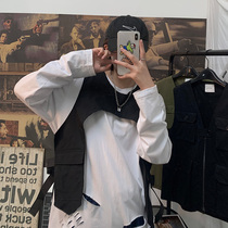 Ins high street folded vest couple dark wind handsome street funeral Joker outside wear solid color vest men and women