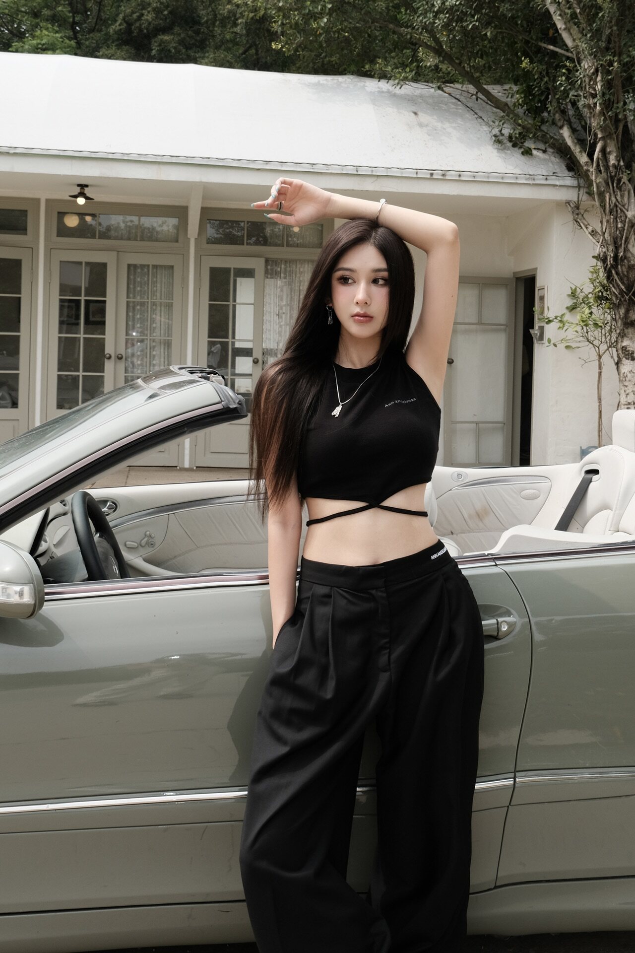 ANN ANDELMAN明星同款阔腿裤 休闲西裤高腰直筒设计拉长比例