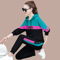 Sports suit womens spring autumn 2022 new small sub early autumn necropolis fashion Han version Tidal Gas Quality Leisure Two Sets