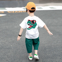 Net Red 100 Hitch Fashion Boy Suit 2021 New Korean Version Personality Handsome air baby Leisure loose Two sets of damp