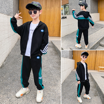 Childrens clothing boys autumn suit 2021 new middle and Big Boy spring and autumn childrens foreign style two-piece Sports tide