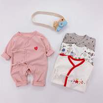 Newborn baby monk clothes spring and autumn thin straps newborn baby long sleeve clothes close to pure cotton clothes