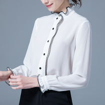 White silk shirt women long sleeve 2021 autumn new heavy mulberry silk shirt foreign fashion temperament top