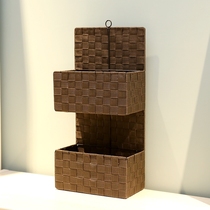 Storage storage basket wall-mounted woven bathroom storage rattan small frame basket Large capacity bath basket bath toilet