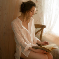  Japanese chiffon long-sleeved boyfriend bf shirt womens emotional interest temptation loose pajamas can be worn outside underwear home clothes