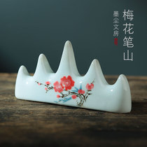 Jingdezhen Ceramic pen put aside five fingers Mountain brush holder Pink pen Mountain Students Calligraphy Exercises Press Paper Large Small And Medium Size Pen Holder Pen Holder pen holder Calligraphy Brush Holder calligraphy items Calligraphy Items Brush Shelves Chinese Painting supplies