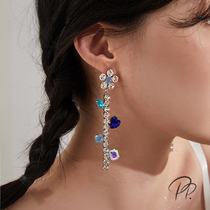 PP Ornament Childlike Gem Flower Earrings Female Summer Design Sensation Small Crowdfeel Superior Baroque Retro Ear Pendant