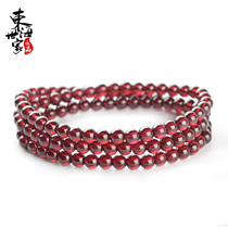  Donghai family garnet hand string wine red loose beads with beads single circle three circles crystal garnet bracelet female summer