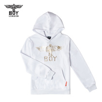 boylondon childrens clothing white hooded sweater bronzing Eagle Print