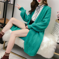 Lazy wind knitted cardigan women's Korean version of loose new autumn and winter long student size Joker sweater coat