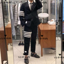(V2) Japan Thom Browne TB Striped New Dark Blue Jacket Blazer Men
