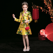 Girls Cheongsam dress New Years Eve dress Baby children Chinese style Tang New Years Dress Little girl Chinese Guzheng performance suit