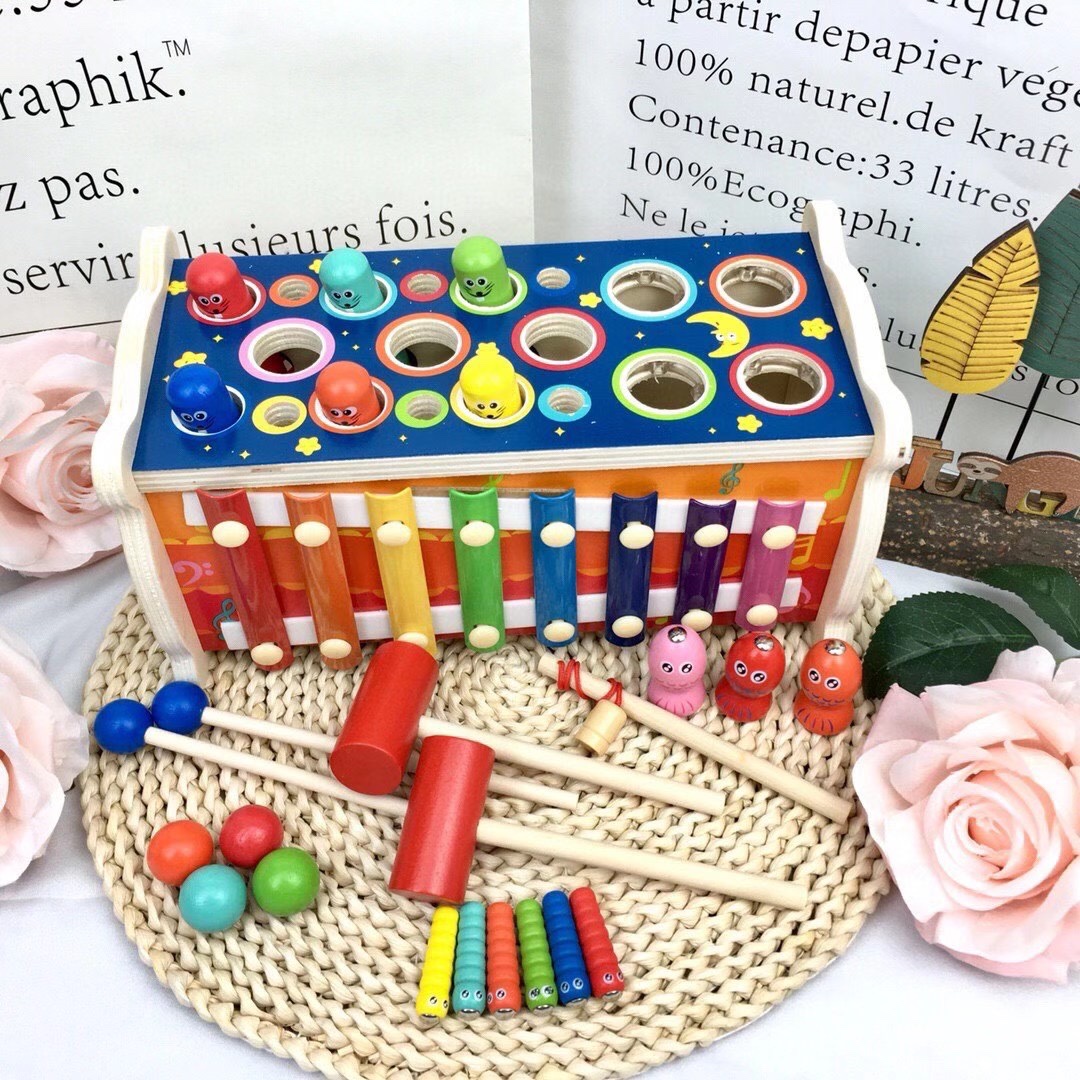 Hammer toy dual-use piano strike fun brain early education development intelligence baby educational toy wooden
