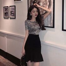 Summer celebrities small fragrant style young man foreign temperament buttock skirt two-piece female