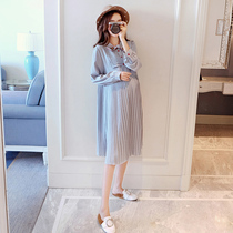 Maternity dresses Spring and Autumn fashion medium-long loose foreign style shirt dress base age-reducing maternity clothes spring tops