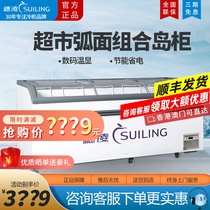 Ear Ling WD4-538 Supermarket Combo Island Cabinet Horizontal Fridge Commercial Ice Cream Cabinet Refrigerated Frozen Display Cabinet Wheeling