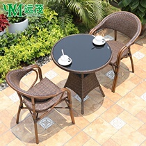 yuan mao outdoor balcony rattan coffee table three sets of net red balcony xiao zhuo yi yi zhuo liang yi cha zhuo yi combination