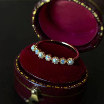 (Xiaoya Jewelry) (Pearl Opal row ring) 18K inlaid Opal sea Akoya Pearl ring