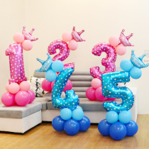 Birthday digital balloon column floating ground 0-9 aluminum film decoration road lead Full Moon party scene layout