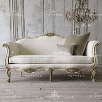 French French country style all solid wood carved fabric single double triple sofa vintage old furniture