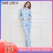 Special beloved autumn and winter thickened flannel couple womens home wear pajama suit SL46E91