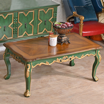 Rui Shio American living room coffee table combination solid wood retro green set furniture European antique French coffee table