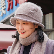 Middle-aged and elderly hats female winter warm mother old wool hat grandmother autumn and winter bow hat