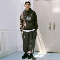 SAMESAME new original solid color plus velvet Japanese pullover men tide hip hop loose spring and autumn Cotton Hooded