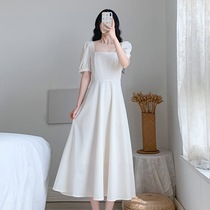 Long Skirt Woman Summer To Ankle 2021 New Collar License Small White Dress Gentle Wind First Love Series Cashew Style One-piece Dress