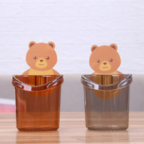 Bear cup wall-mounted hole-free self-adhesive creative cup holder Wall-mounted bear hug toothbrush cup holder Cartoon mouthwash cup
