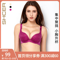 Sischel small chest glossy rimless non-rubber bone removable shoulder strap gathered adjustable bra Underwear women