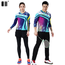 (Quick-drying type)autumn and winter new single and double badminton clothes long-sleeved suit womens mens sports pants culottes