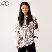 South Children Children Children Children Children Original Design Leave Two Long sleeves T-Shirt Japanese Printed Cartoon Trendwear