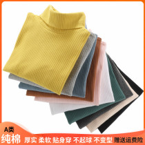 2021 Spring and Autumn New Childrens High Collar base shirt Childrens Autumn Clothes Cotton Boys Long Sleeve T-shirt Top