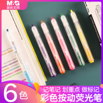 Morning glow color highlighter Press-on marker pen Rough focus Large capacity marker pen Hand account pen set Set of special pens for students to take notes with highlighter Miffy