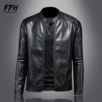 Leather clothes Mens 2022 Spring and Autumn Han version of the body Short-style Collar Youth Casual Black Locomotive Conserved Jacket Jacket Man