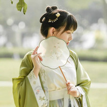 Ancient style round fan Chinese style Classical female Hanfu Meng seed dance fan Translucent long handle group fan Shaped palace fan