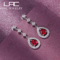 LAC High Jewelry Natural Pigeon Blood Ruby Drop Earrings for Women 18k gold water drop custom inlaid diamond color f