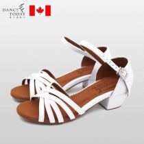 DanceToday Canada High-end Latin Dance Few Children Thickened Ultra Soft Little Lambskin Performance Contest Little White Shoes