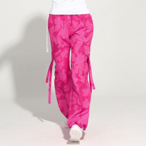 2021 Luyvat Square Dance Pants Rose Red Fans Colorful Ghost Step Dance Dance Jumping Pants High Waist Slim Summer