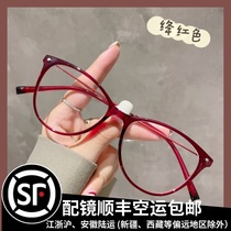 Ultra Light Retro Tea Color Cat Eye Anti-Blue Light Vegan Spectacle Frame Female with Myopia Degree Astigmatism Large Face