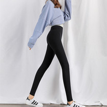 The female outer wear spring and autumn thin gray black high waist tightly thin leg elastic thread large pieces of small feet