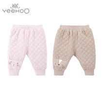 English new baby girl cartoon rabbit pink cute cotton cotton warm trousers 10992764 10992723