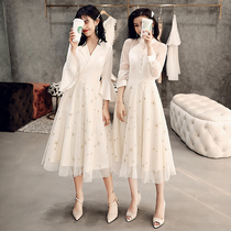 Bridesmaid dress mid-length 2021 new summer fairy quality Korean version of the sister group small dress skirt thin party best friend outfit