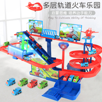 Electric train climbing stairs track toy Penguin rotating slide Childrens 3-6 years old boy suit