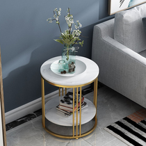 Nordic side sofa side cabinet living room light luxury tea table mini round table bedroom bedside table marble corner counter