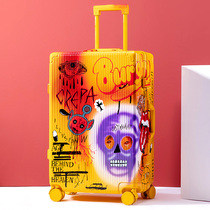 Meiya Shangtu luggage ins Net Red new graffiti hand-painted trolley case universal wheel men and women boarding password box