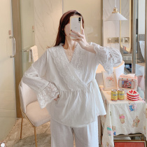 Fairy cotton pajamas women's long sleeve spring and autumn kimono palace retro Han clothing cardigan loose winter home clothing suit
