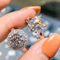 Mosanstone Ring Womens Minimalist Classic Four Paws Emulation Diamond Pure Silver Courting Engagement 1 Carat Ring