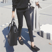 Small feet jeans womens summer high waist spring and Autumn 2021 new outer wear nine points Korean version slim slim wild plus velvet